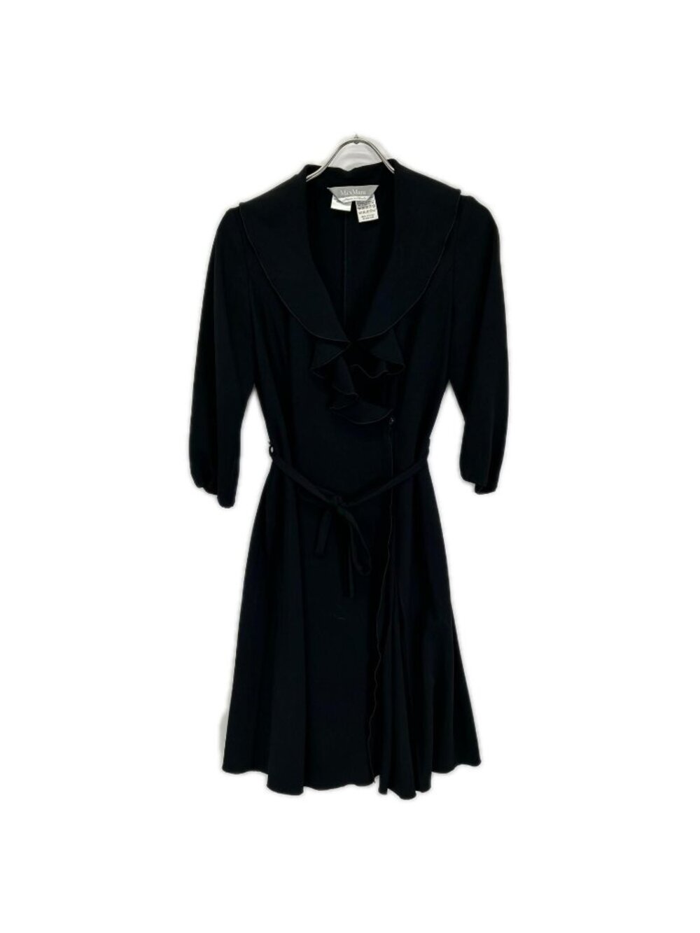 Max Mara Black Triacetate Belt Dress 38